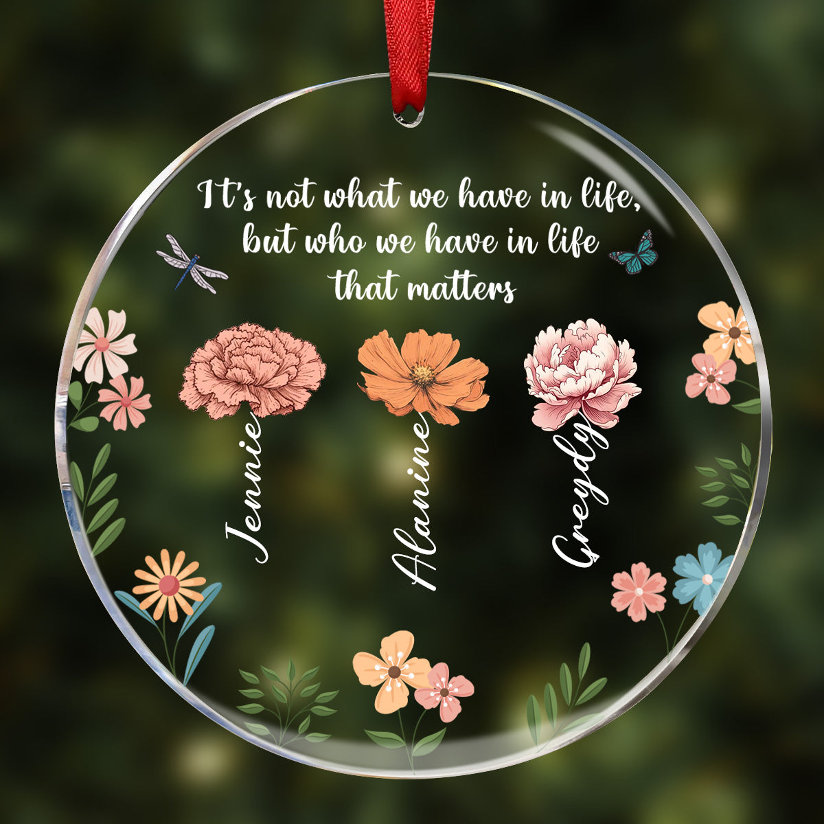 Sisters Are Different Flowers From The Same Garden Personalized Acrylic Ornament, Christmas Gift For Sisters, Siblings, Besties