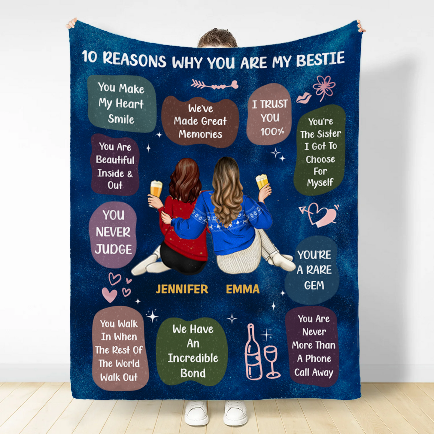 10 Reasons Why You Are My Bestie Backside - Personalized Fleece Blanket, Sherpa Blanket