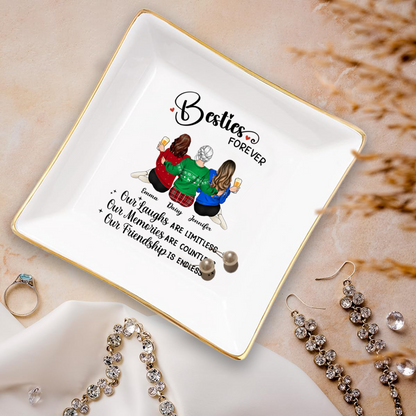 Besties Forever Our Friendship Is Endless - Personalized Jewelry Dish