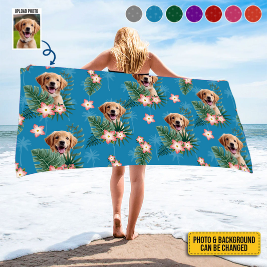 Custom Photo Hot Days, Cool Pets Dog & Cat - Personalized Beach Towel