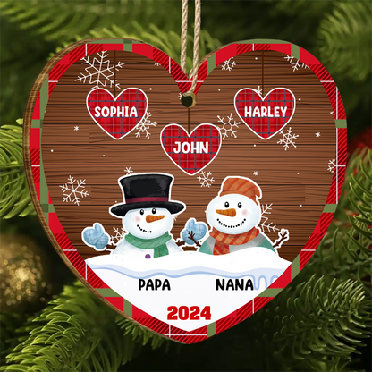 Papa Nana Snowman Christmas Grandparents - Personalized Custom Shaped Ornament