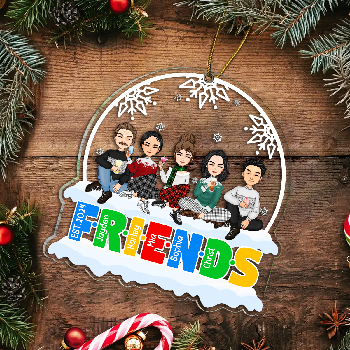 Christmas Friends Always Better Together - Personalized Custom Shaped Acrylic Ornament