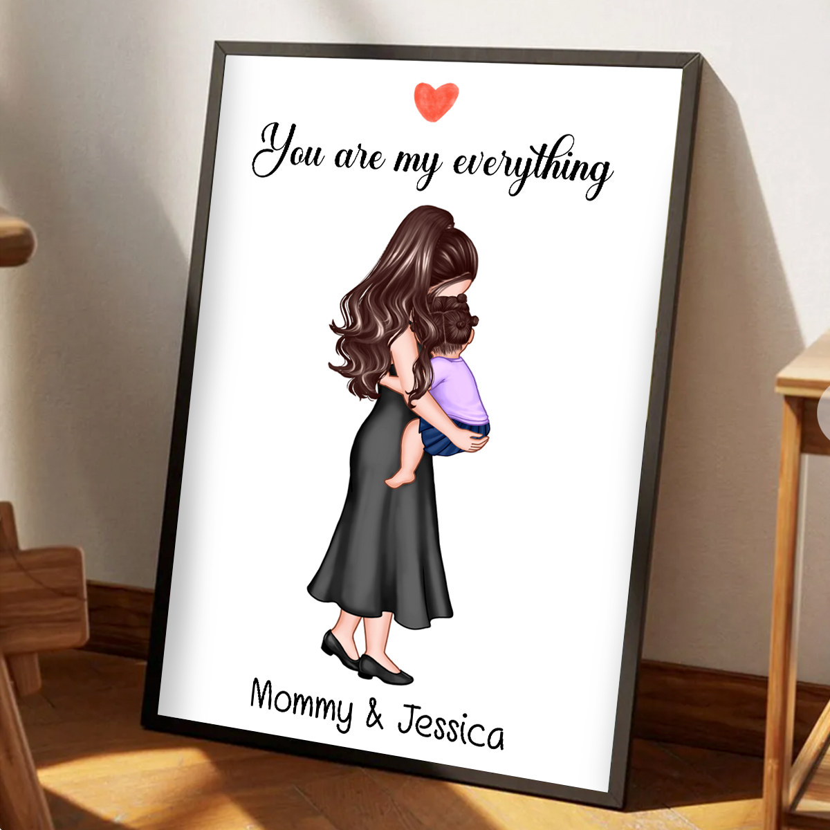 You Are My Everything Mom Holding Kid Personalized Poster, First Mother's Day Gift