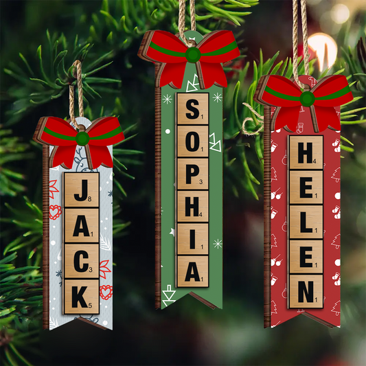 Christmas Scrabble Ornament Family Name Ornament - Personalized Wooden Ornament