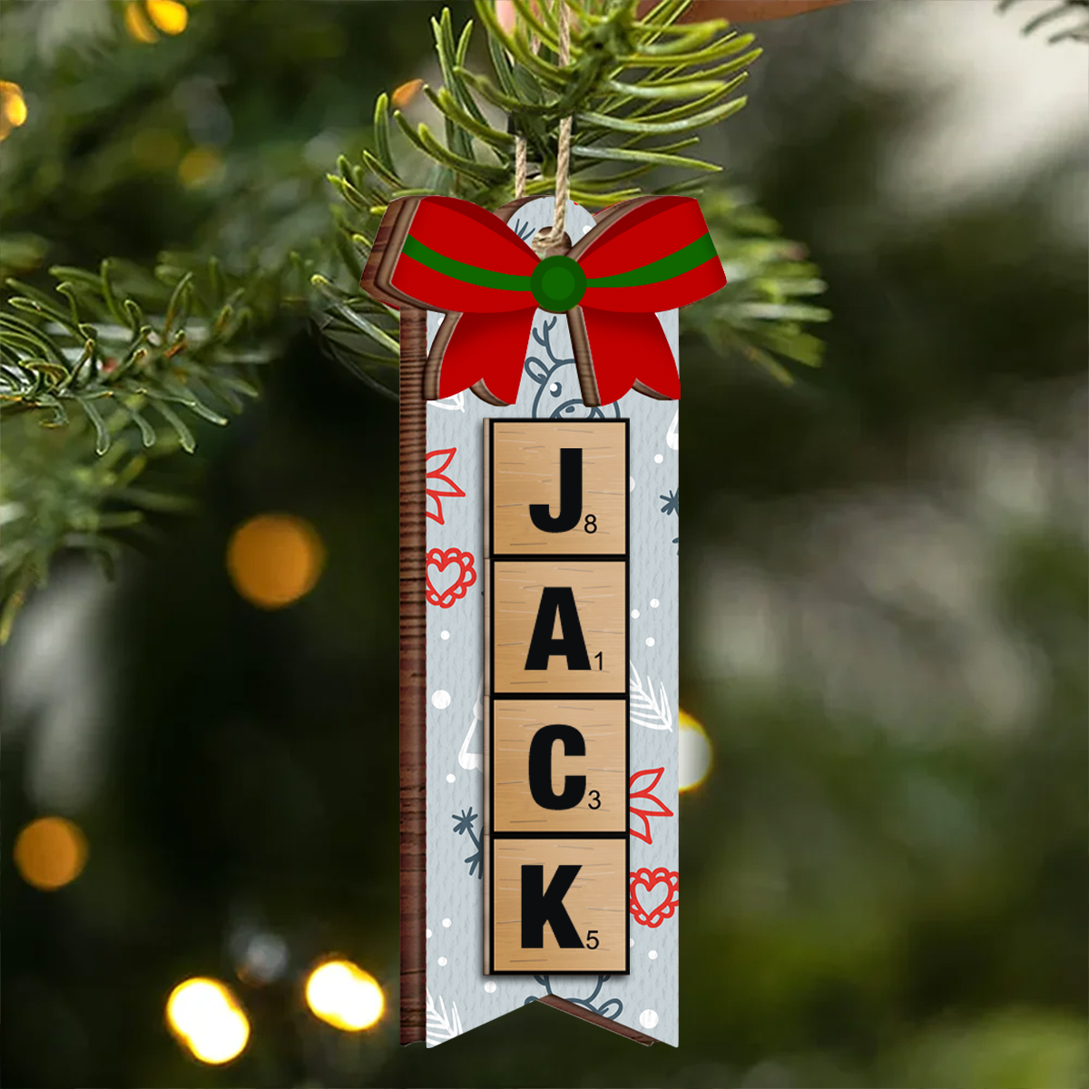 Christmas Scrabble Ornament Family Name Ornament - Personalized Wooden Ornament