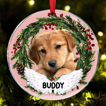 Custom Photo Lovely Pet Face - Christmas Gift For Pet Lovers, Pet Memorial - Personalized Circle Ornament