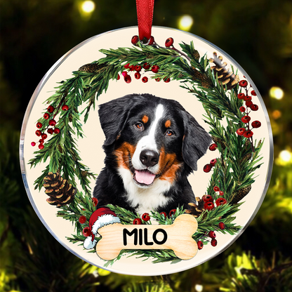 Custom Photo Lovely Pet Face - Christmas Gift For Pet Lovers, Pet Memorial - Personalized Circle Ornament