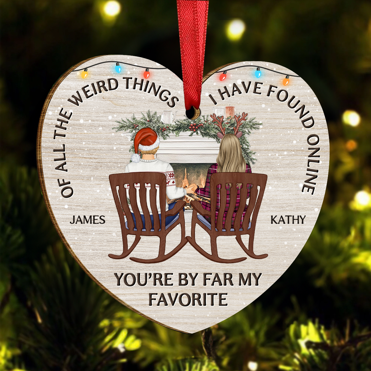 Of All The Weird Things I Have Found Online Christmas Couples - Personalized Custom Shaped Wooden Ornament