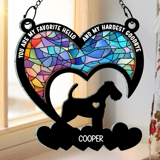 My Favorite Hello And My Hardest Goodbye - Personalized Window Hanging Suncatcher Ornament