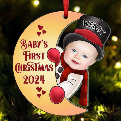 Custom Photo Christmas Santa Baby - Personalized Cutout Acrylic Ornament