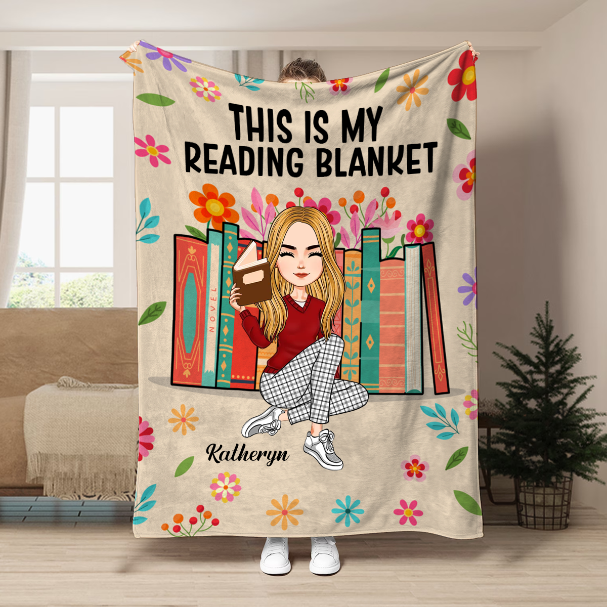 Book Flower My Reading Blanket - Personalized Fleece Blanket