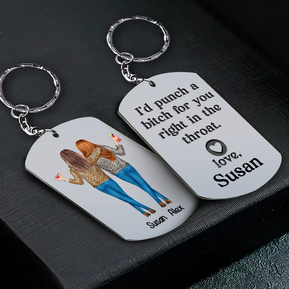 I'd Punch A Bitch For You Gift For Besties Personalized Metal Keychain