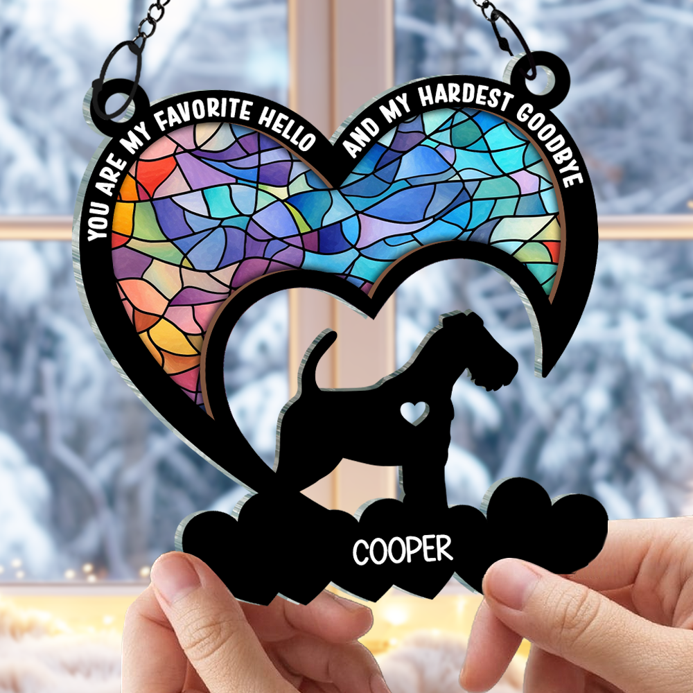 My Favorite Hello And My Hardest Goodbye - Personalized Window Hanging Suncatcher Ornament