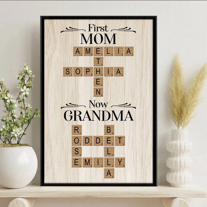 First Mom Now Grandma Crossword Puzzle Art Personalized Poster