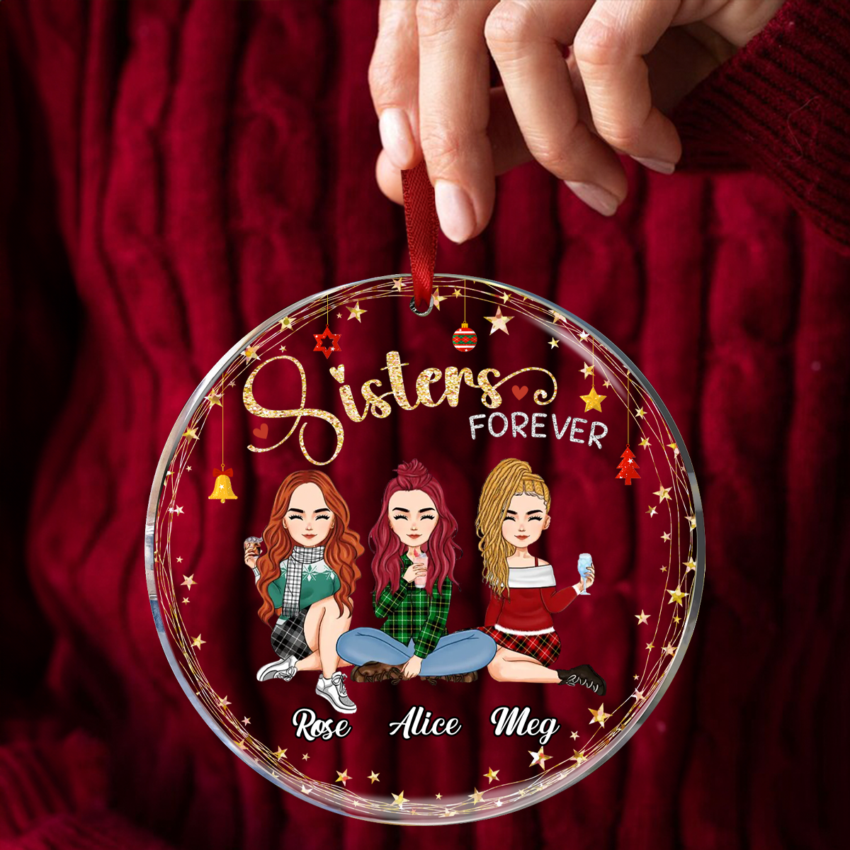 Gorgeous Sisters Forever Personalized Acrylic Ornament, Christmas Gift For Sisters