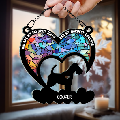 My Favorite Hello And My Hardest Goodbye - Personalized Window Hanging Suncatcher Ornament