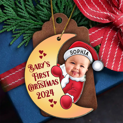 Custom Photo Christmas Santa Baby - Personalized Cutout Acrylic Ornament