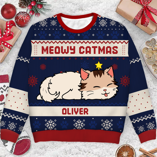 Lying Cat Meowy Catmas - Personalized Unisex Ugly Sweater