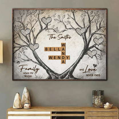 Family Heart Tree Crossword Puzzle, Captured In A Moment, Cherished For A Lifetime Personalized Poster