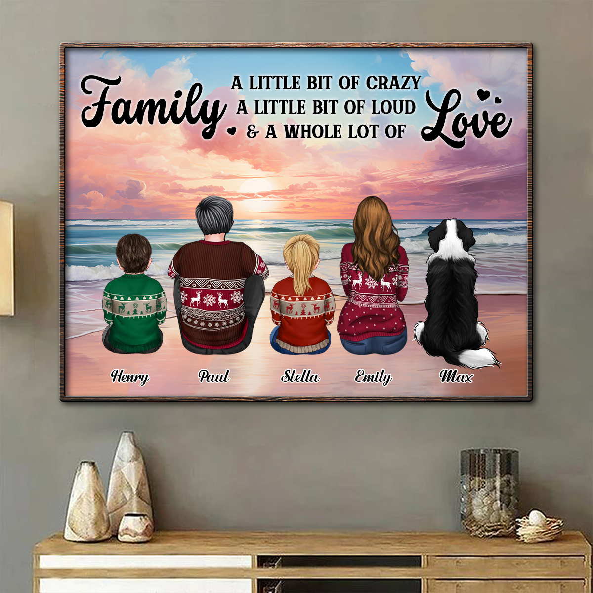 Family Whole Lot Of Love Realistic Beach Landscape - Personalized Poster