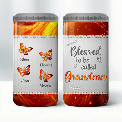 Mom Grandma Metal Butterflies Personalized 4 In 1 Can Cooler