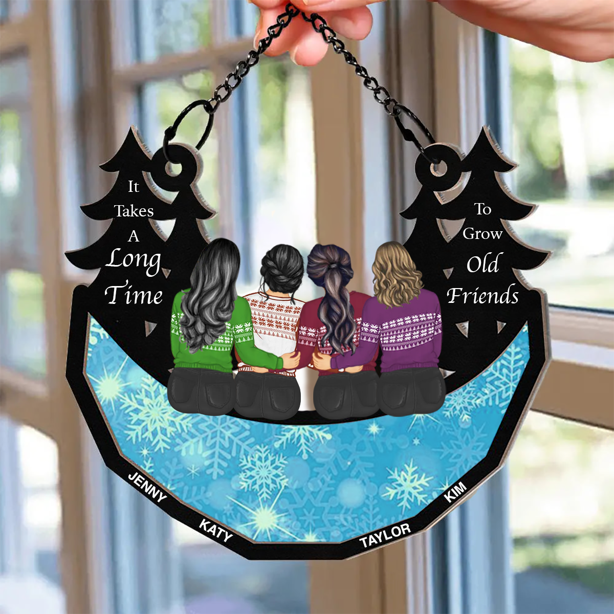 Grow Old Friends - Personalized Window Hanging Suncatcher Ornament