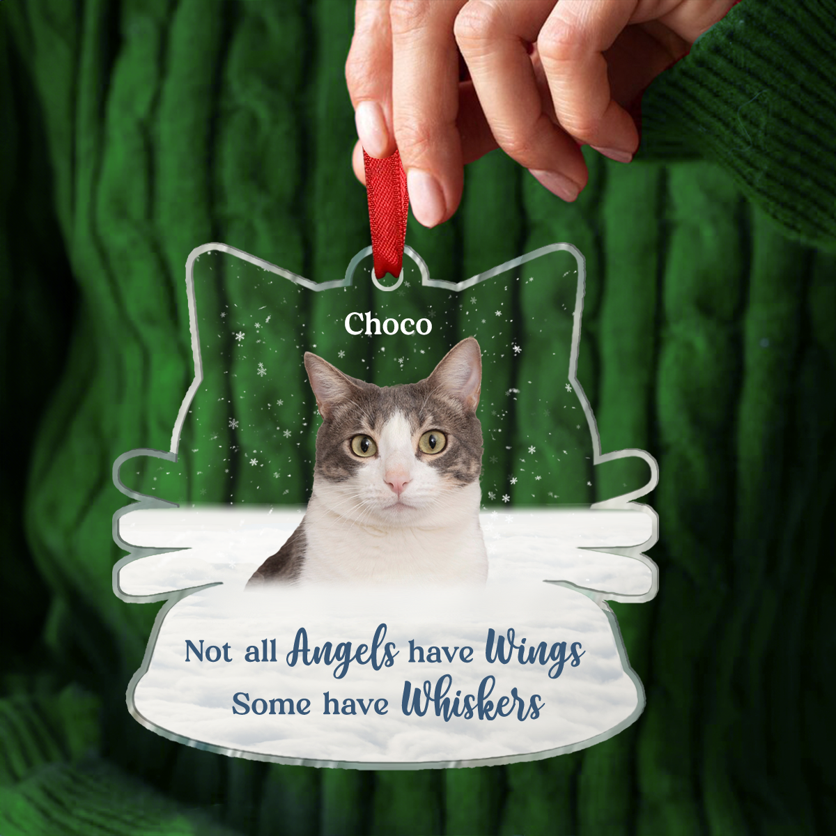 Custom Photo Memorial Not All Angels Have Wings Cats - Personalized Custom Shaped Acrylic Ornament