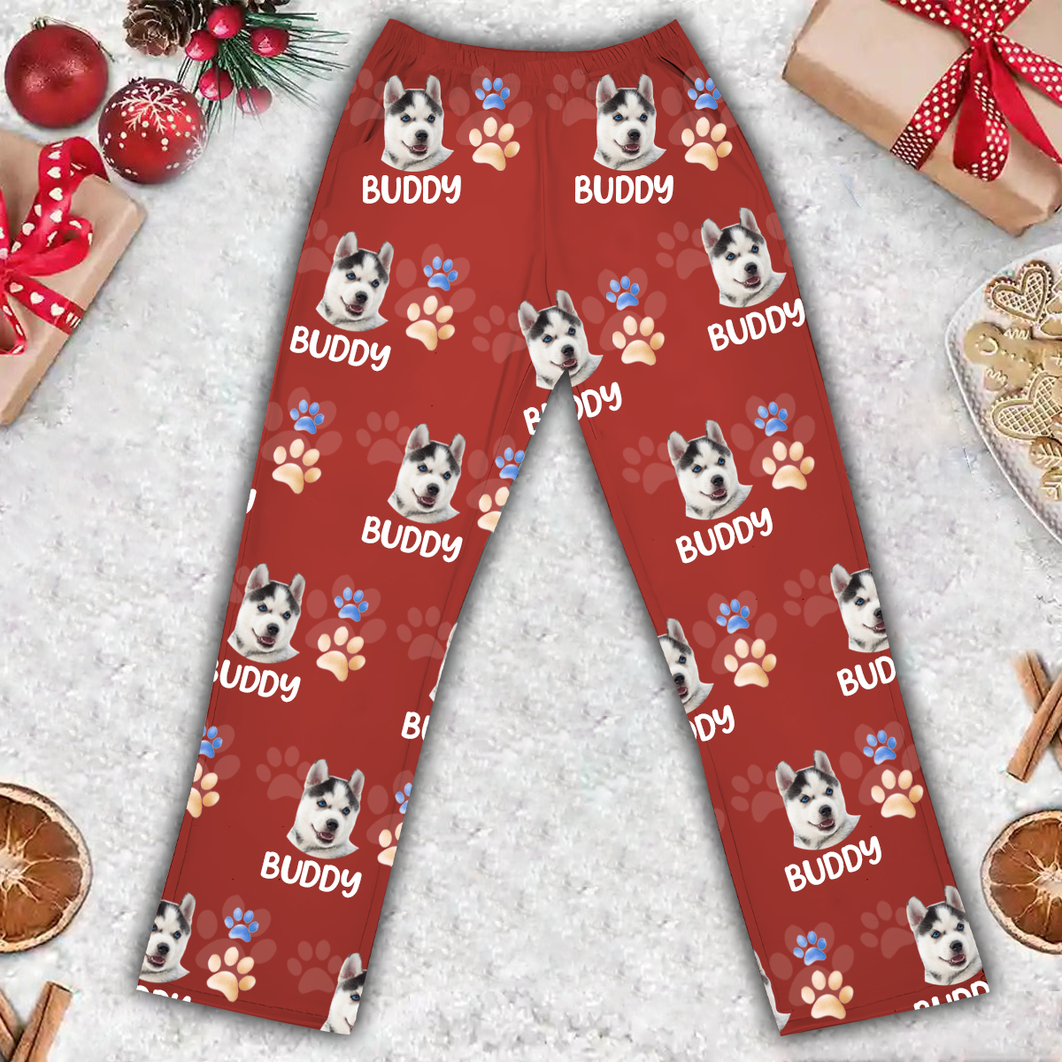 Custom Photo Lovely Pet Face Pattern Dog Cat Family - Personalized Pajama Pants