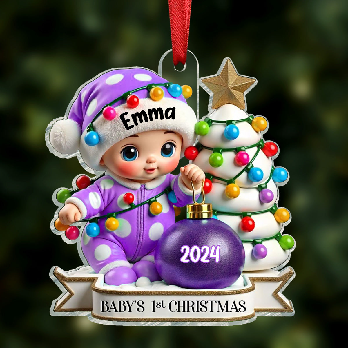 Baby First Christmas 3D Effect Personalized Acrylic Ornament, Baby Boy Girl Gift for Couples, New Parents Keepsake, Gift for Newborn