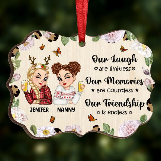 Our Friendship Is Endless - Personalized Medallion Wooden Ornament