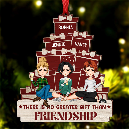 Christmas Sister Bestie There's No Greater Gift - Personalized Wooden Cutout Ornament