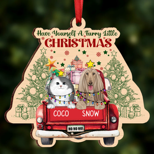 Have Yourself A Furry Little Christmas Dogs Cats - Personalized Custom Shaped Wooden Ornament