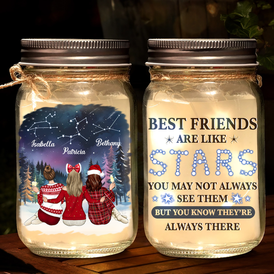 Best Friends Are Like Stars Zodiac Sign - Personalized Mason Jar Light