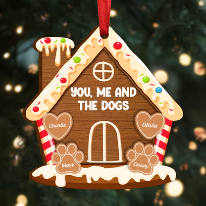 You, Me And The Dog Cat - Personalized 2-Layered Wooden Ornament