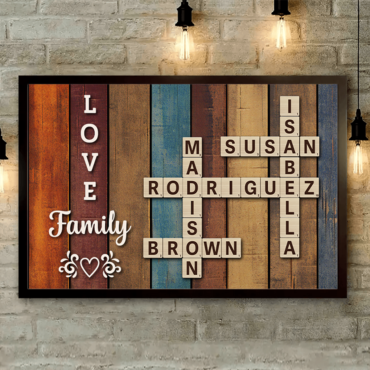 Family Crossword Art - Treasured Forever Personalized Poster