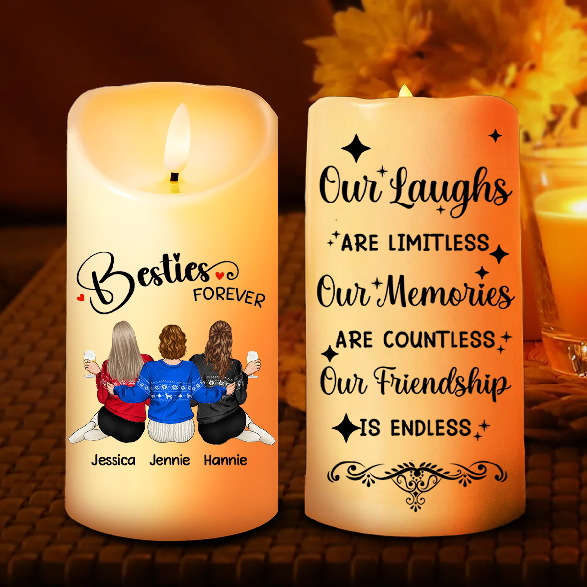 Our Memories Are Countless Our Friendship Is Endless - Personalized Flameless LED Candle