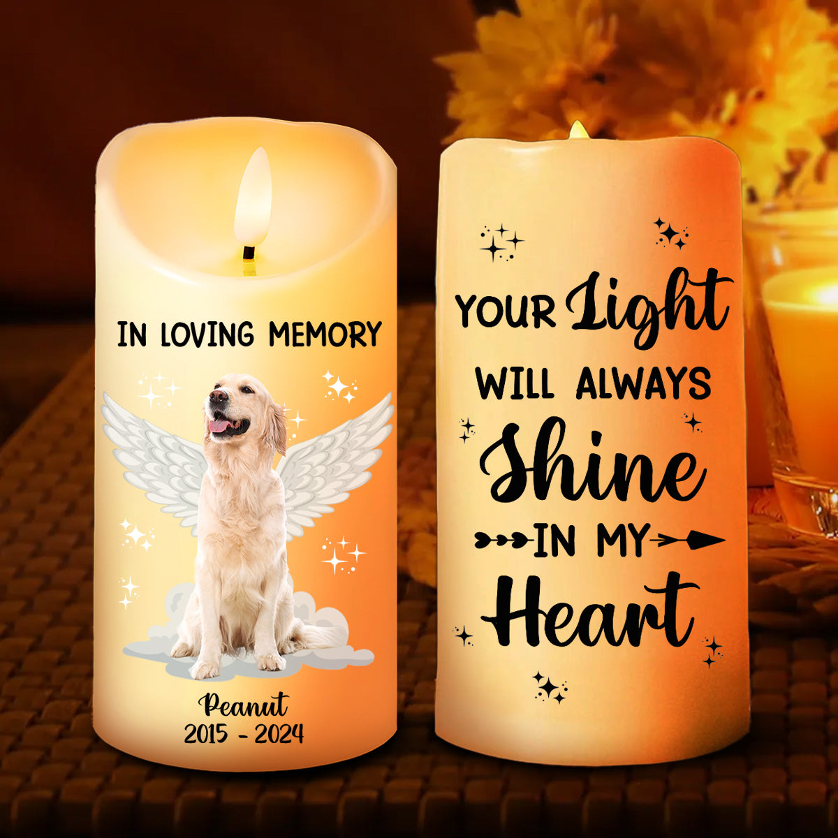 Custom Photo Dog Cat Pet Memorial Your Light Will Always Shine In My Heart - Personalized Flameless LED Candle