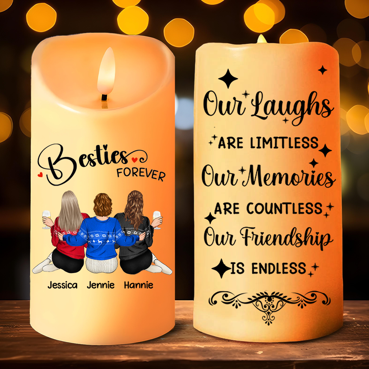 Our Memories Are Countless Our Friendship Is Endless - Personalized Flameless LED Candle