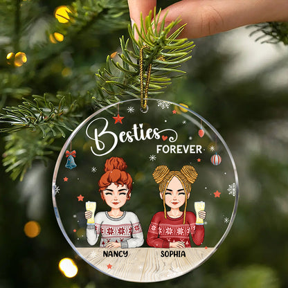 Christmas Cheer For My Gees All Year - Bestie Personalized Custom Circle Acrylic Ornament - Christmas Gift For Best Friends, BFF, Sisters