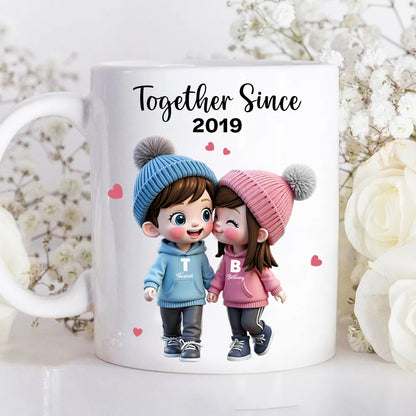 Cute Cartoon Couple Together Since - Personalized Mug