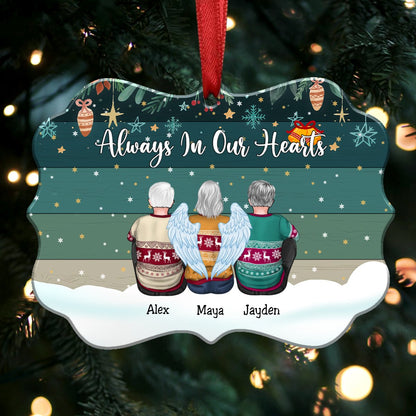 Always In Our Hearts - Personalized Christmas Ornament (Green) - Makezbright Gifts