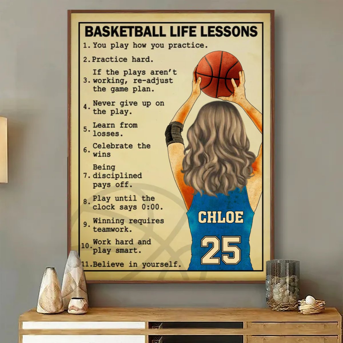 Basketball - Basketball Life Lessons - Personalized Poster (LH) - Makezbright Gifts