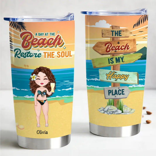 Beach Vibes 20oz Personalized Tumbler - Stay Refreshed On The Go - Makezbright Gifts