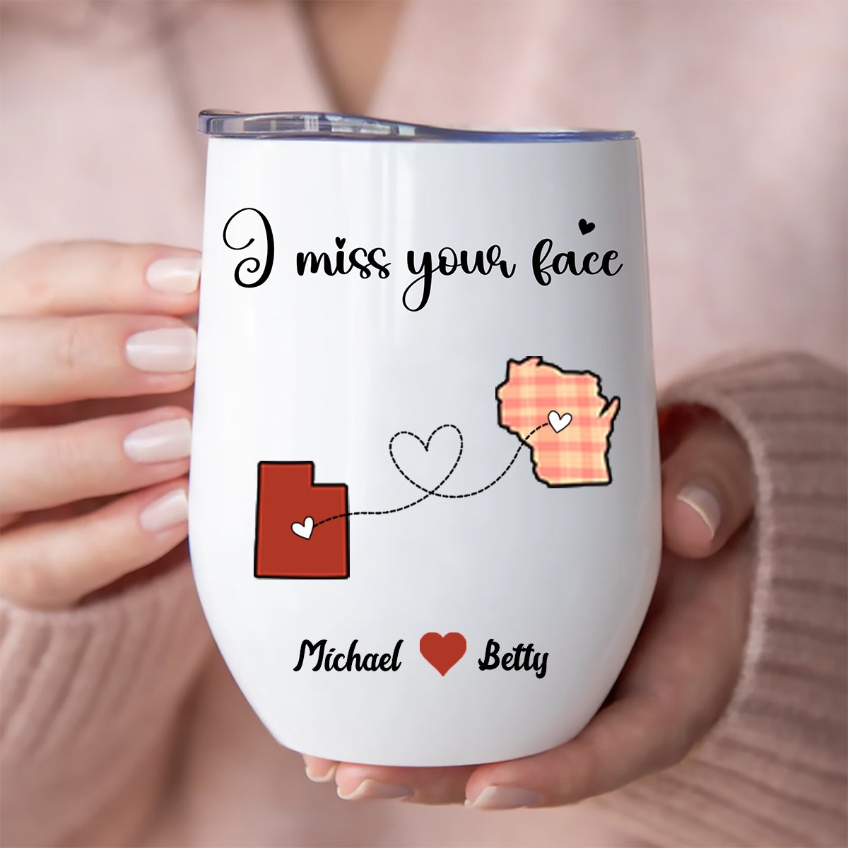 Best Friends - I Miss Your Face - Personalized Wine Tumbler - Makezbright Gifts