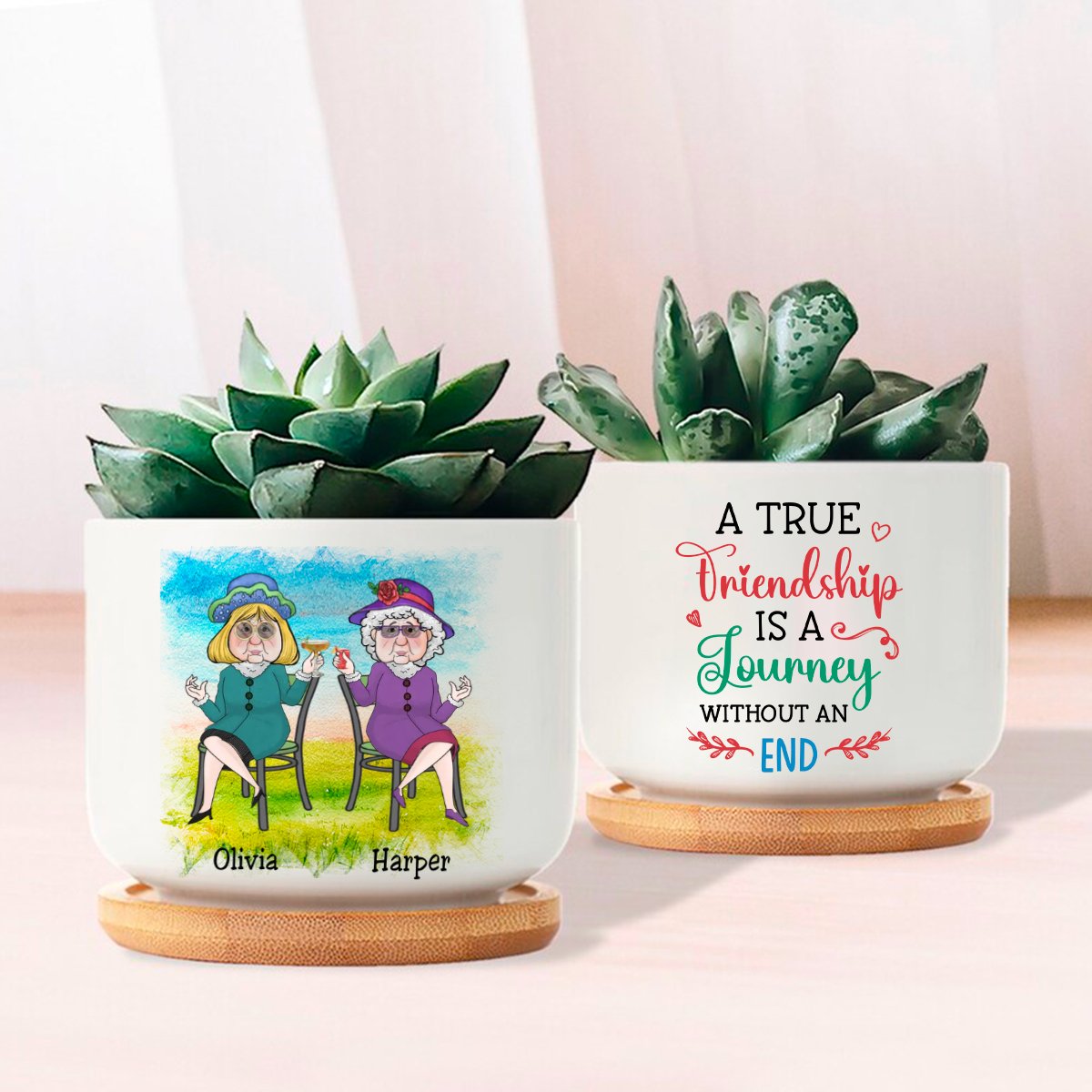 Best Friends - True Friendship Is A Journey - Personalized Flowerpot - Makezbright Gifts