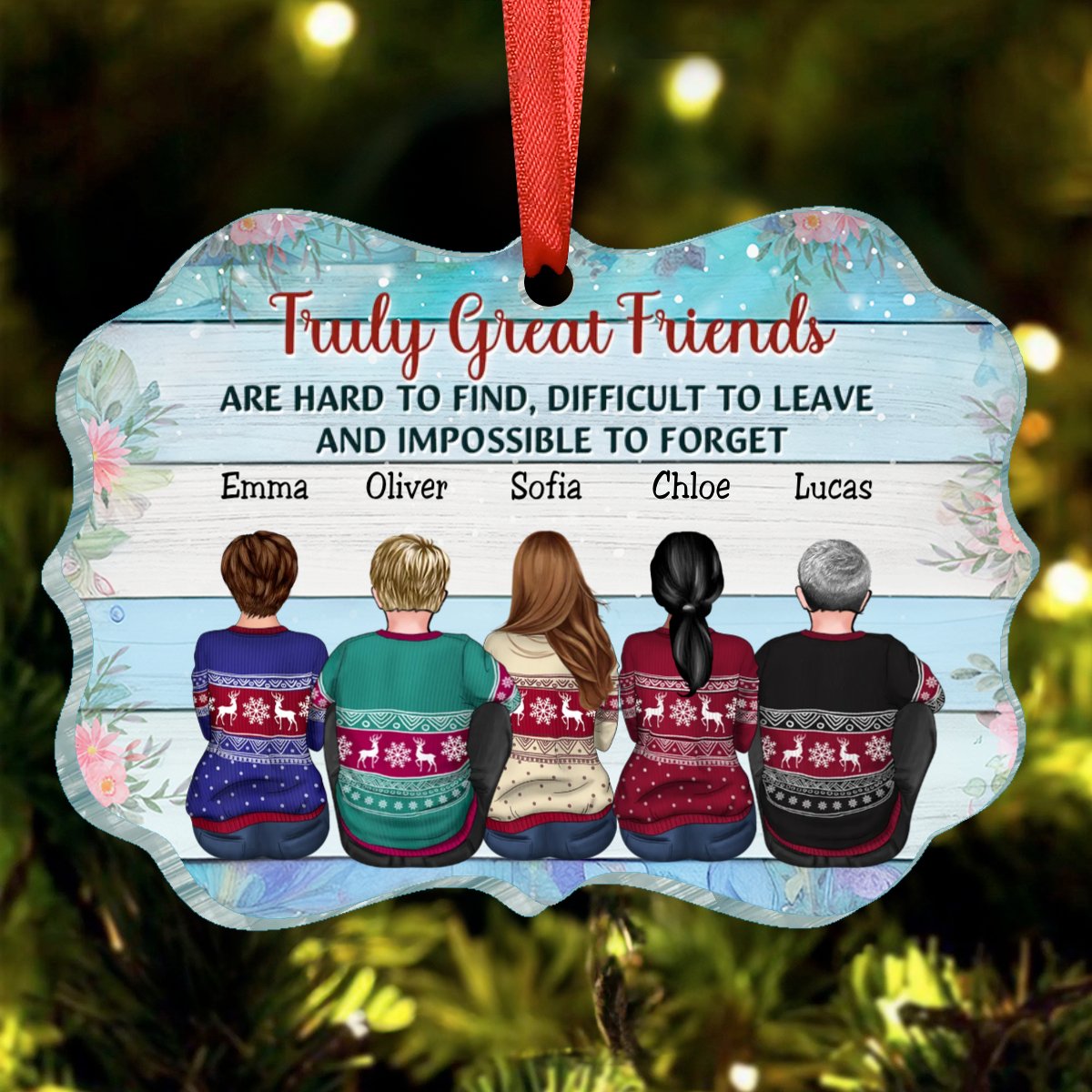 Best Friends - Truly Great Friends Are Hard To Find - Personalized Christmas Ornament TC - Makezbright Gifts