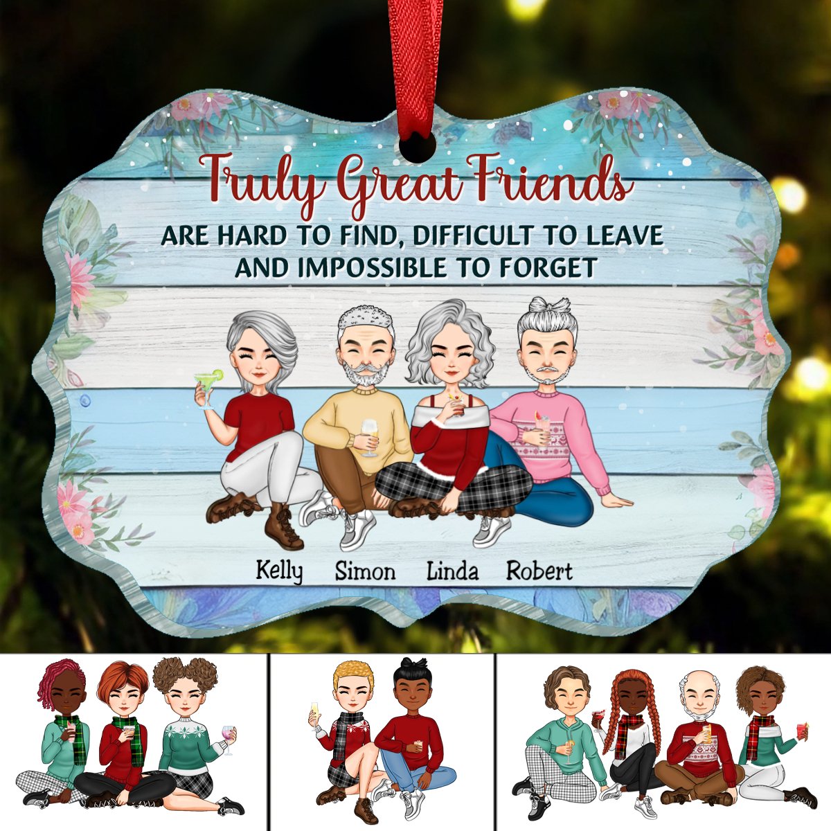 Best Friends - Truly Great Friends Are Hard To Find - Personalized Christmas Ornament (TT) - Makezbright Gifts