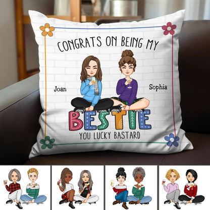 Bestie - Congrats On Being My Bestie - Personalized Pillow - Makezbright Gifts