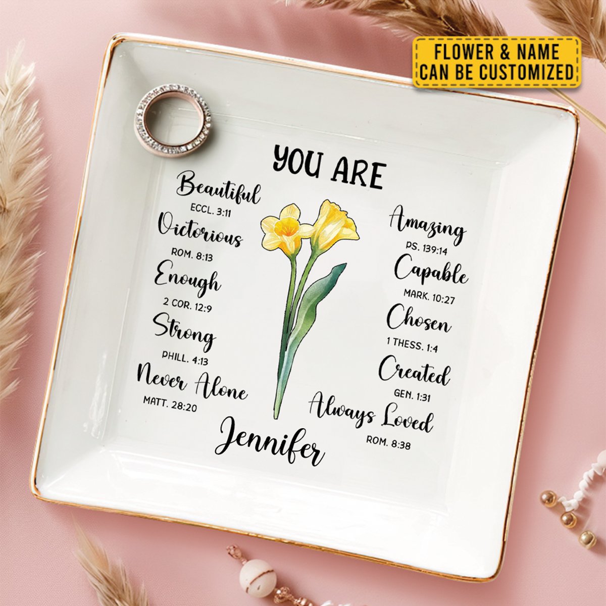 Bestie - You Are Beautiful Victorious - Personalized Jewelry Dish - Makezbright Gifts