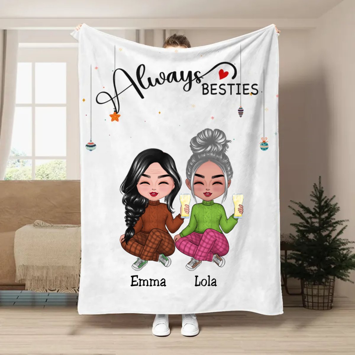 Besties - Always Besties - Personalized Blanket (AA) - Makezbright Gifts